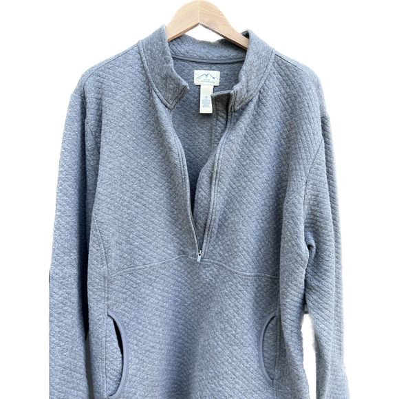 Blue Mountain Quilted Jacket Women Half Zip Pullover, 1X, Blue - Picture 2 of 5
